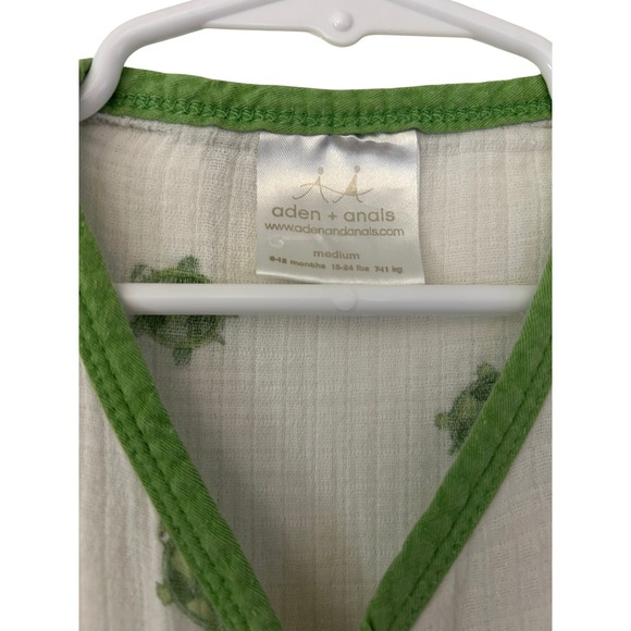 Baby Sleep Sack White Green Turtle Print Muslin Zippered Sleeveless 6-12mo - Picture 3 of 4